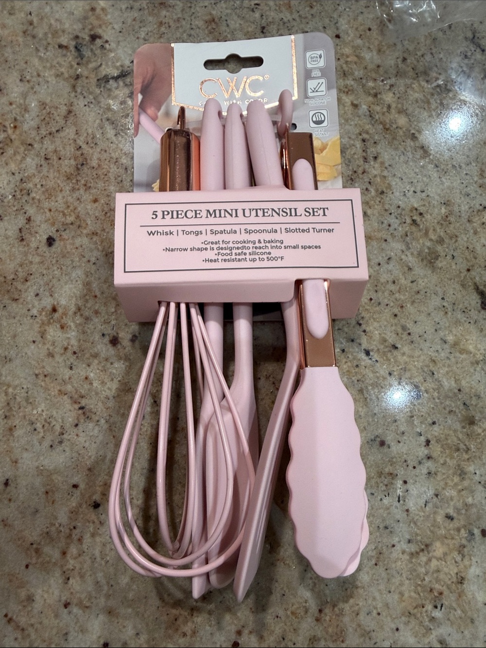 5-Piece Pink Silicone Mini Kitchen Utensil Set